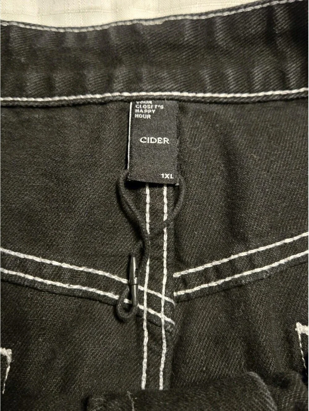 Cider Baggy Cargo Jeans Black White Stitching Wide Leg Skate Grunge Y2K 1X 18